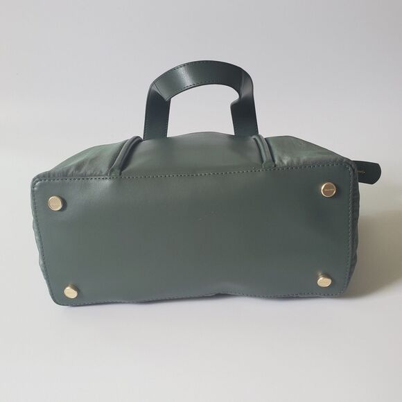 Skagen Handbag Lisabet Tote Agave Green Nylon Leather Zipper NEW - Picture 5 of 16